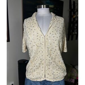 RARE Archive Ports 1961 Beaded Sequin Embellished Jacket Sz 5 Silk Lined Luxury